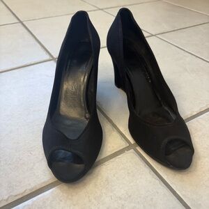 Ferragamo Black Peep-Toe Heels